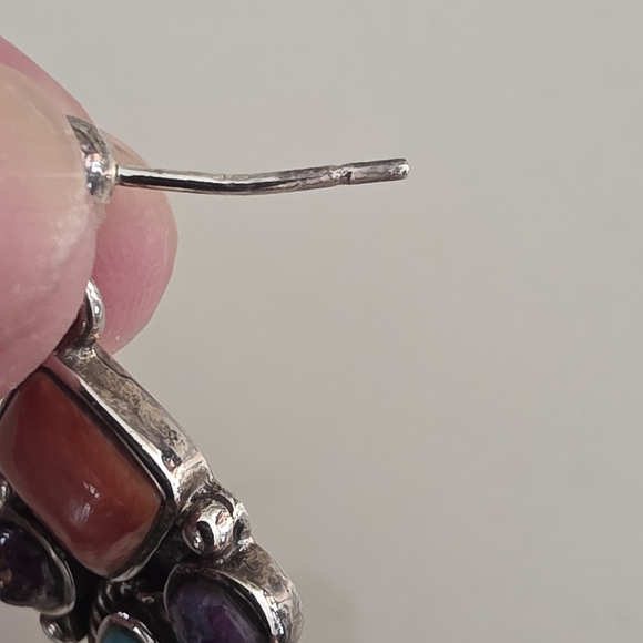 Navajo Native American Southwestern Sterling Silver Turquoise Cluster Earrings - Picture 12 of 13